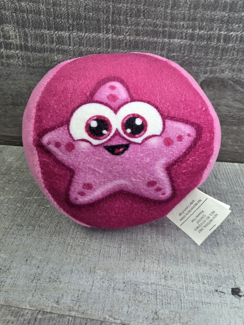 Pink Plush Stuffed Animal Toy Sea Star Fish Smiling Face Kawaii Happy g63e